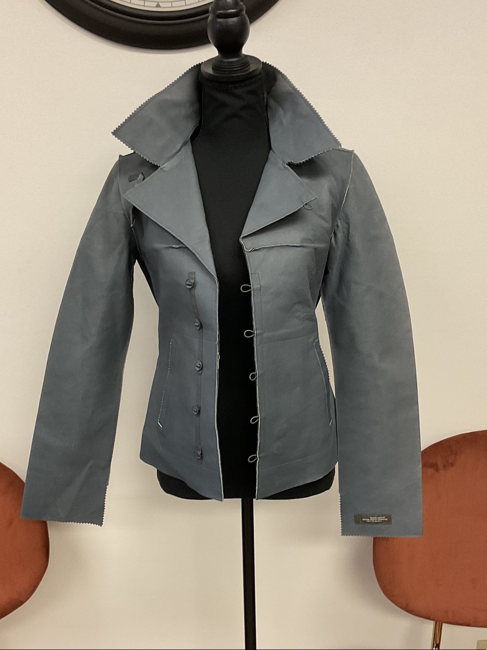 Diesel Women's Gray Leather Jacket with Notched Collar